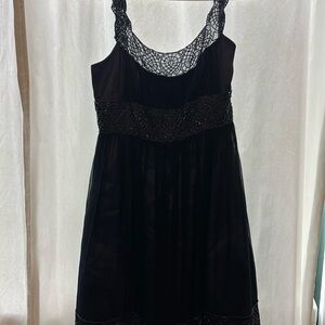 Adrianna Papell Blue and Silver Sleeveless Babydoll Dress